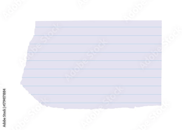 Obraz torn lined notebook paper isolated on transparent png background, ripped note paper scrap