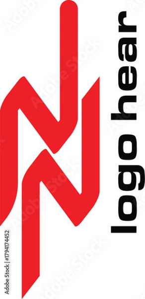 Fototapeta Red Abstract Logo with Vertical Text symbol graphic design