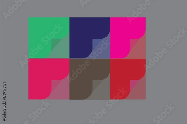 Fototapeta Six Colorful Abstract Shapes with Folded Corners background