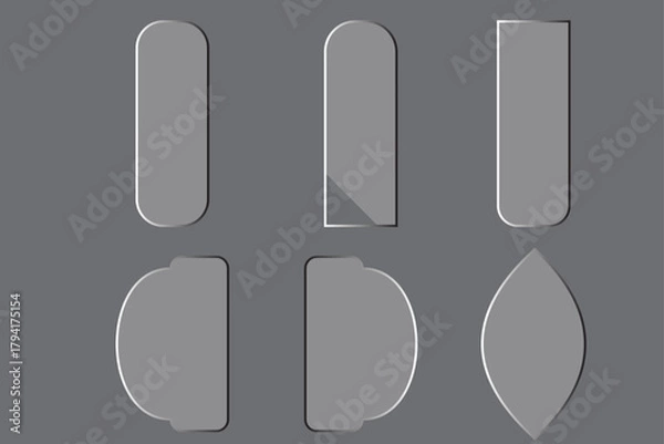 Fototapeta Six Gray Shapes with Rounded Edges and Subtle Shadows