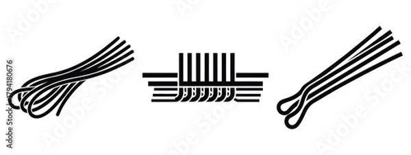 Fototapeta spaghetti minimal flat icon set, black color and white background