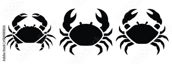 Fototapeta crab minimal flat icon set, black color and white background