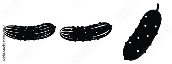 Obraz cucumber minimal flat icon set, black color and white background