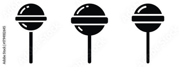 Fototapeta lollipop minimal flat icon set, black color and white background