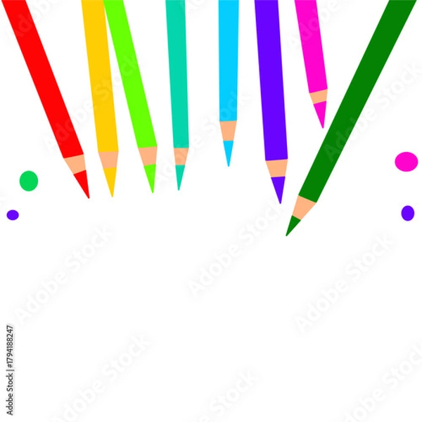 Obraz color pencils on white paper different colorful background poster banner template.eps