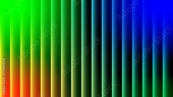 Fototapeta Colorful abstract background with an energetic gradient of vertical stripes transitioning smoothly through the spectrum from warm reds and yellows to cool greens and vibrant blues, symbolizing connect