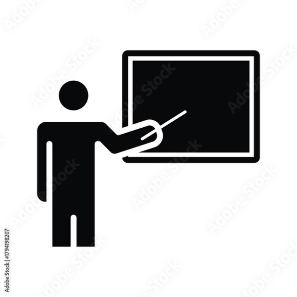 Fototapeta Teacher Explaining Solid Illustration Icon Vector for Education and Classroom Design