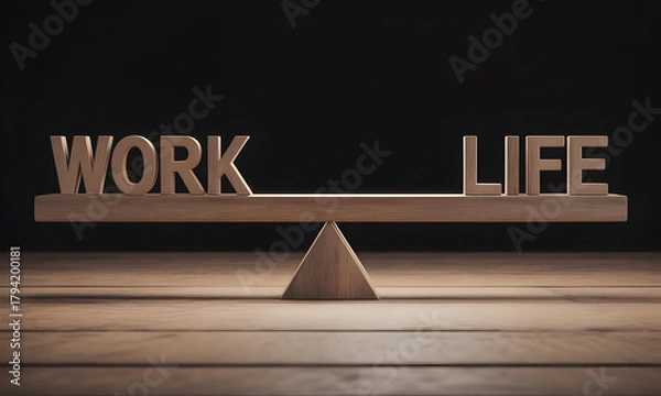 Fototapeta Achieve perfect work life balance with this motivational concept, illustrating equilibrium and harmony, find your ideal lifestyle with this balance beam