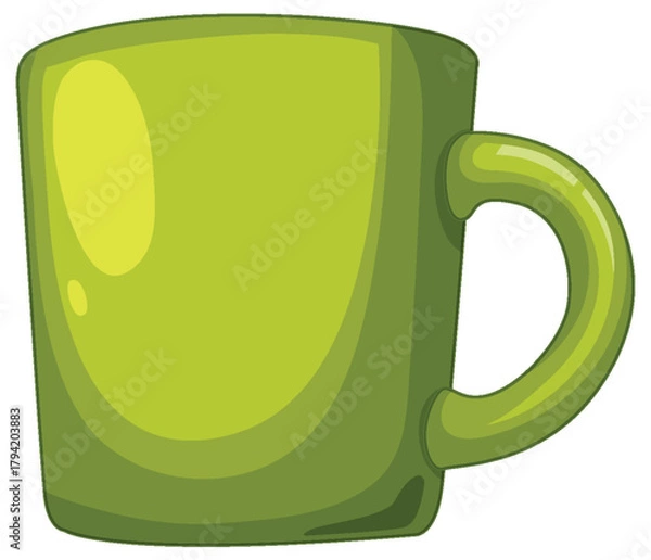 Obraz Green Ceramic Mug Vector Illustration with Handle