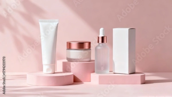 Obraz Soft Pastel Cosmetic Mockup Set