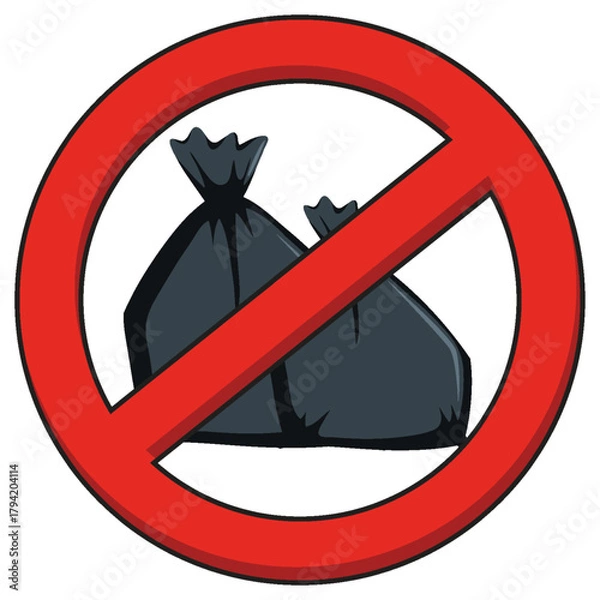 Obraz No Garbage Bags Allowed Vector Sign