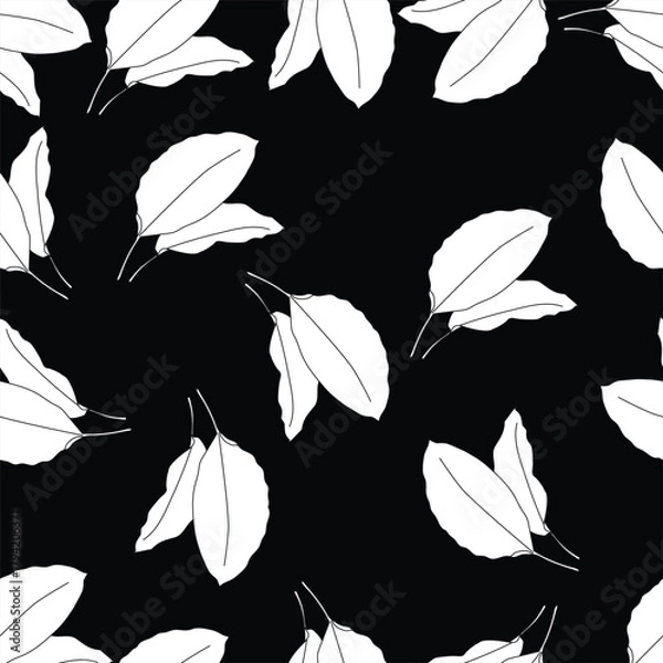 Obraz Seamless Black and White Botanical Leaf Art Pattern