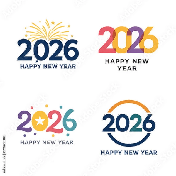 Fototapeta “2026 New Year colorful vector logo set | Happy New Year typography design