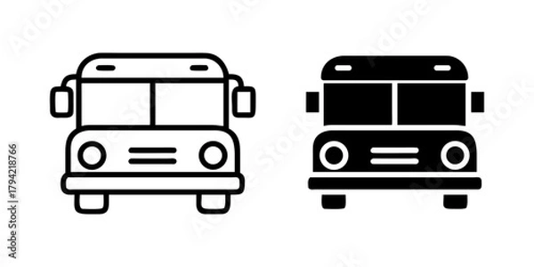 Fototapeta School Bus outline and pictogram Icon for Transportation, Education, and Student Travel Design