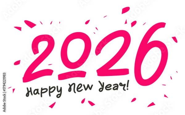Obraz Happy New Year 2026. Big numbers 2026 - fashionable lettering. A holiday greeting poster or postcard. A vector element