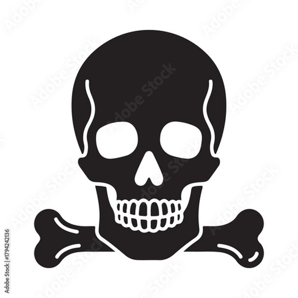 Fototapeta Skull and crossbones isolated icon representing danger or poison.
