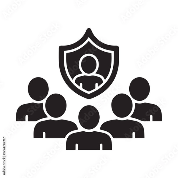 Fototapeta Group protection shield icon for community safety and security Vector