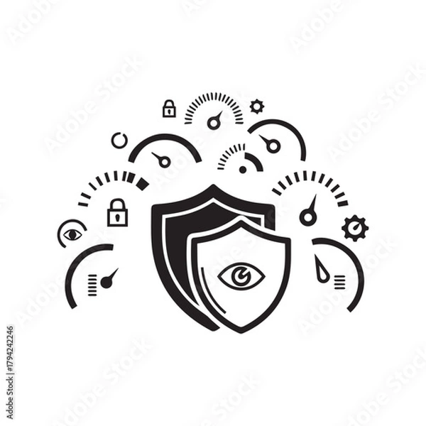 Fototapeta Digital data protection, cyber security and privacy icon concept