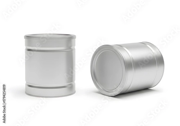 Fototapeta Minimalist Silver Tin Can Mockups for Food Storage & Presentation