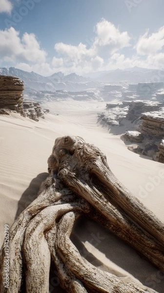 Fototapeta Abstract Desert Landscape With Twisted Roots