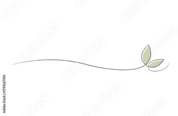 Obraz シンプルな鉛筆風手描きのリーフ付き下線のあしらい