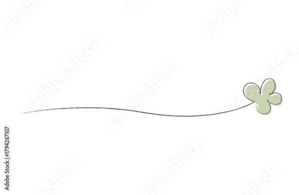 Obraz シンプルな鉛筆風手描きのクローバー付き下線のあしらい