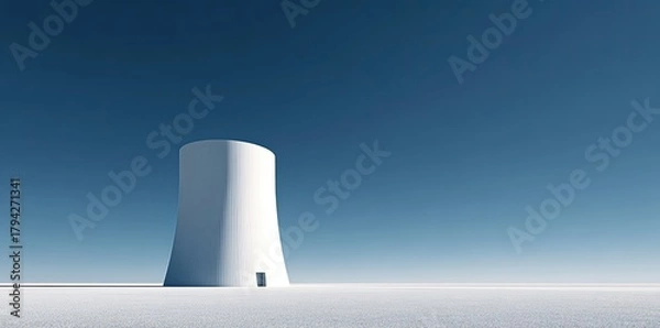 Fototapeta Solitary White Tower In Empty Landscape