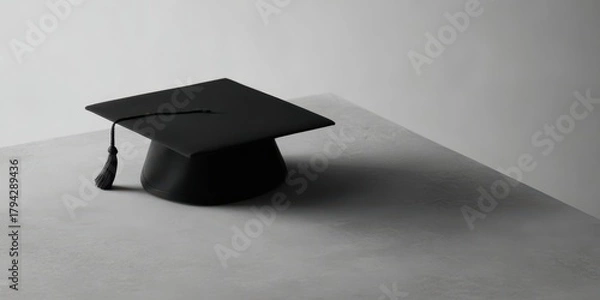 Obraz The Graduation Cap Resting on a Minimalist Surface with Dramatic Shadow Play