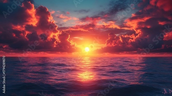 Obraz Sunset over calm water color