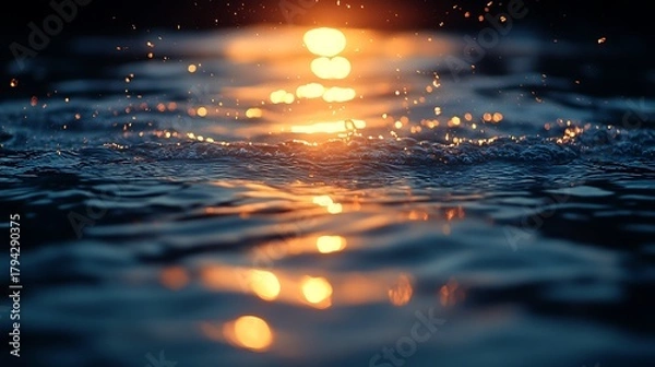 Fototapeta Water splash sunset reflections view