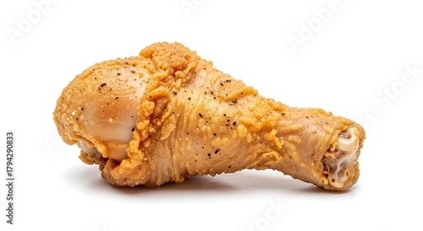 Obraz Crispy fried chicken drumstick isolated on white background