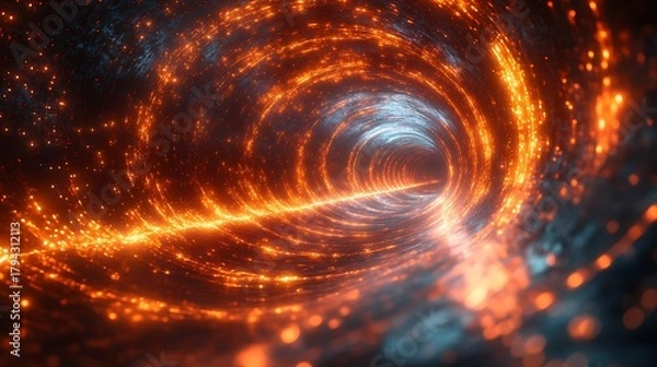 Fototapeta Abstract glowing tunnel vortex illustration
