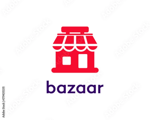 Obraz Red Shop Storefront Icon  Bazaar Retail Business Logo