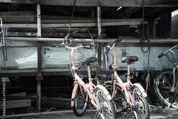 Obraz チェーンで繋がれた自転車