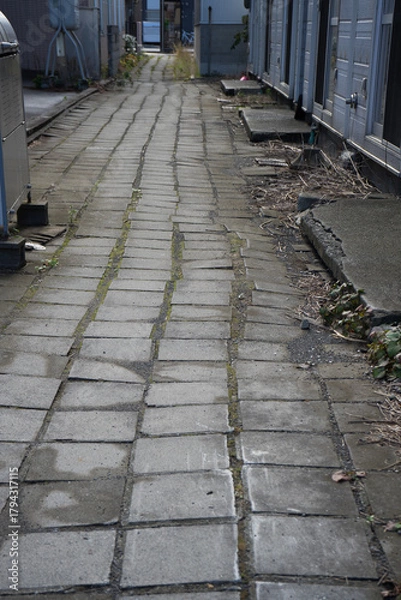 Obraz 路地のガタガタした道
