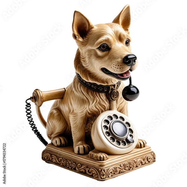 Obraz Dog-shaped phone sculpture. Detailed and unique art piece