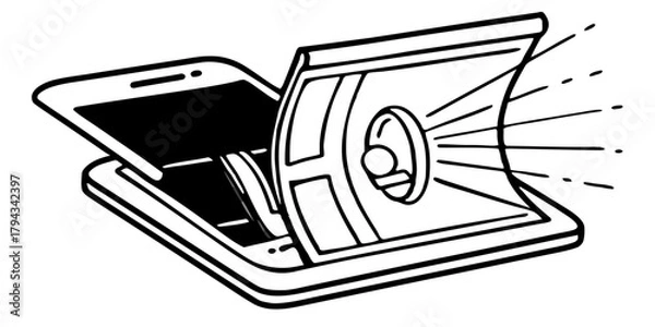 Fototapeta Foldable Smartphone Partially Opened with Glowing Holographic Display — Next-Generation Mobile Technology and Futuristic Device Concept with Background Removed