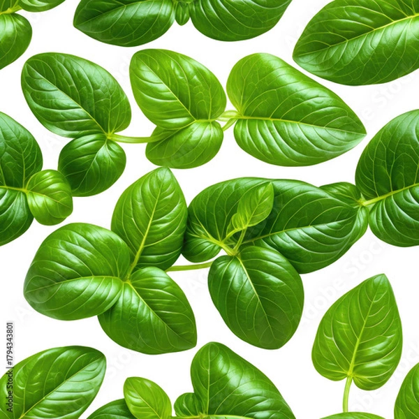 Obraz Leafy Pattern Green foliage repeats across a dark background. Texture visible