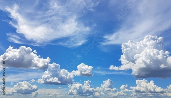 Fototapeta Blue Sky with White Clouds A Serene Sky View