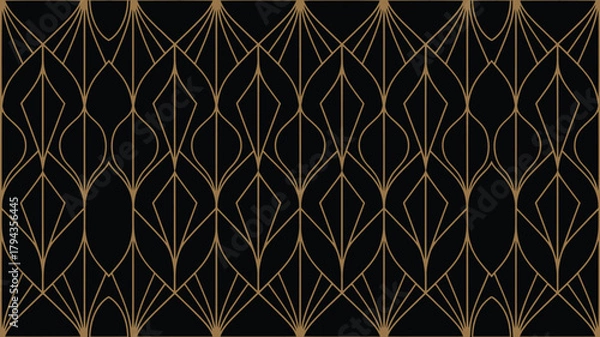 Obraz Black and gold art deco geometric pattern background