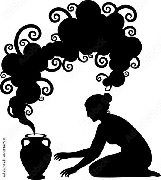 Fototapeta Whimsical Pandora Jar Unleashing Enchanted Swirls of Ancient Mystery