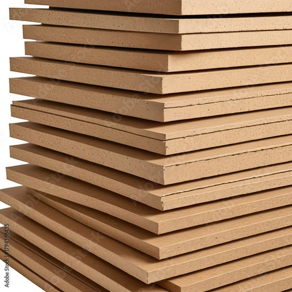 Obraz Stack of MDF boards, material, woodworking supplies, cut, prepared