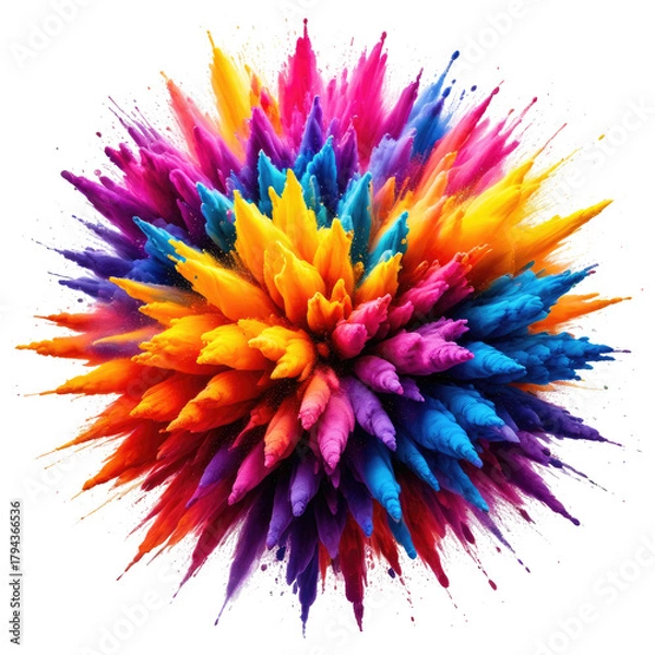 Fototapeta Vibrant explosion of colorful powder paints on a black background