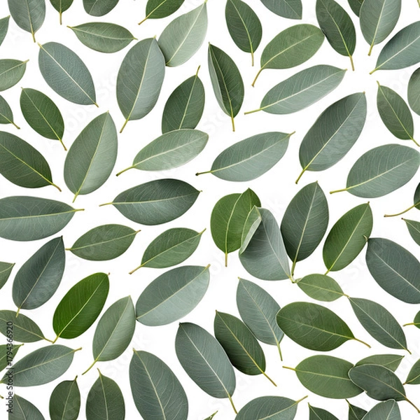 Fototapeta Leafy backdrop many green, oblong leaves on a dark background