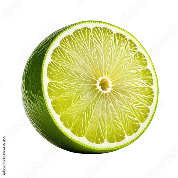 Fototapeta Lime Juicy half of a vibrant green citrus fruit, cross-section view