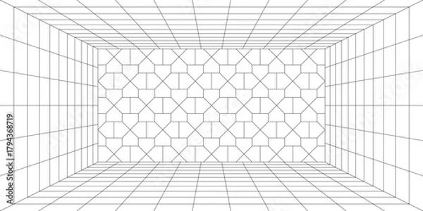 Fototapeta 幾何学 抽象 建築 五角形 グリッド パターン 背景