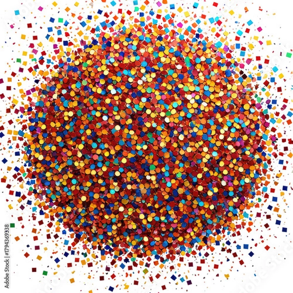 Obraz Multicolored confetti dot texture pattern on a black background