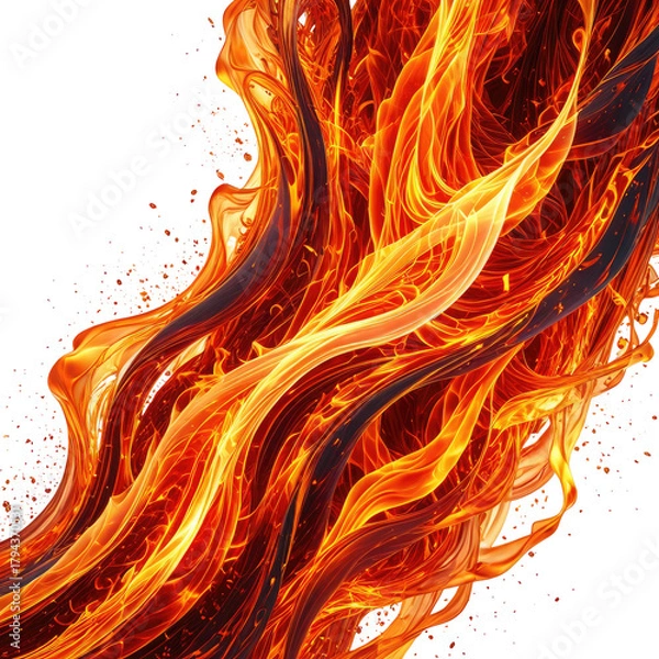 Obraz Fiery abstract illustration with swirling bright orange and red flames