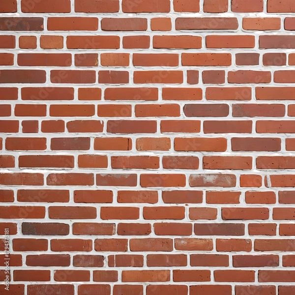 Fototapeta Classic brick wall with red blocks & light grout pattern backdrop