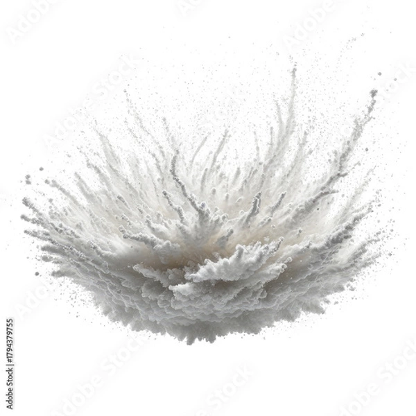 Obraz Flour explosion against black. White particles are mid-air and in motion